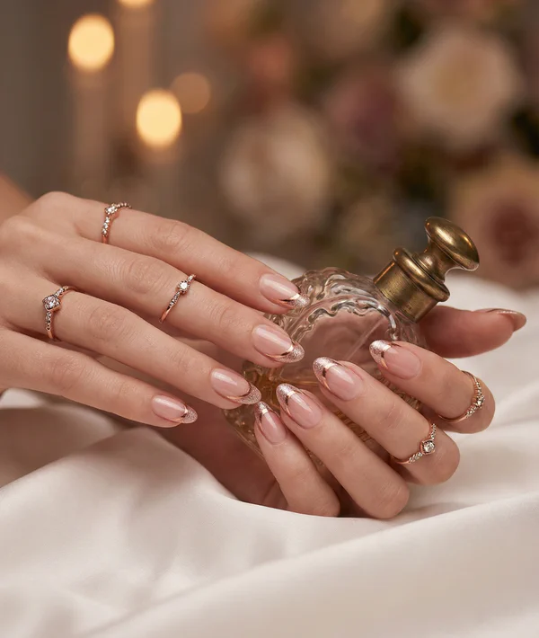 玫瑰金法式指甲 - 經典優雅款式