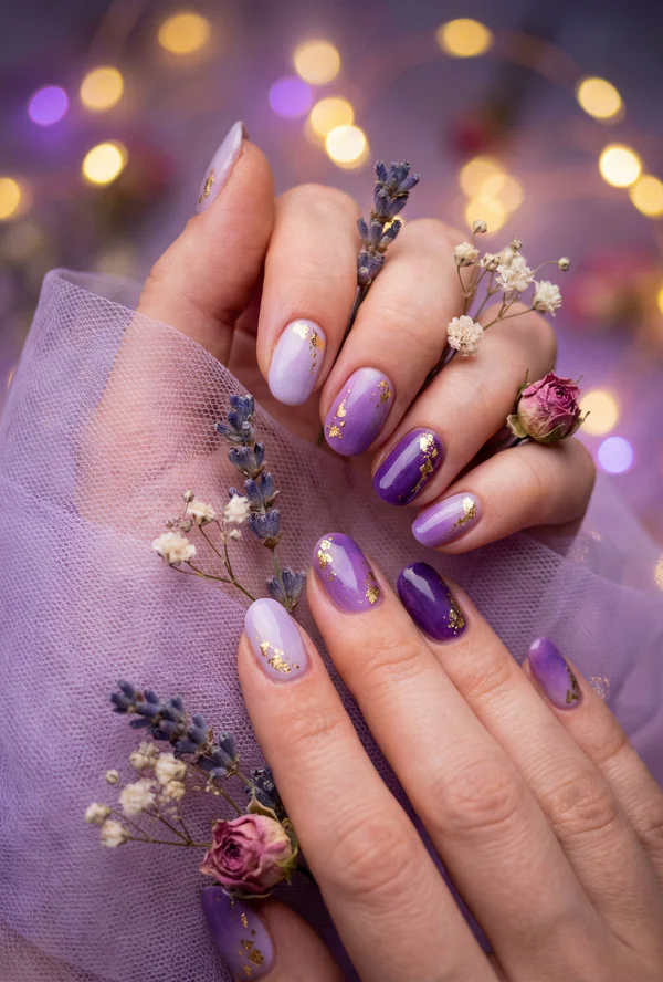 漸層暈染指甲 - 夢幻紫色系